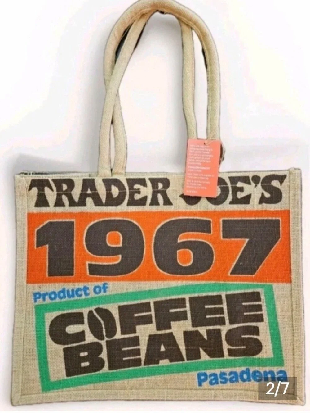 Beige Coffee Beans Jute Tote Bag